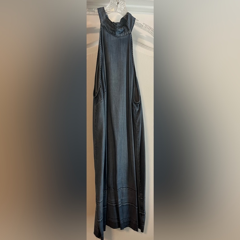 Lightweight Denim Halter-Style Dress